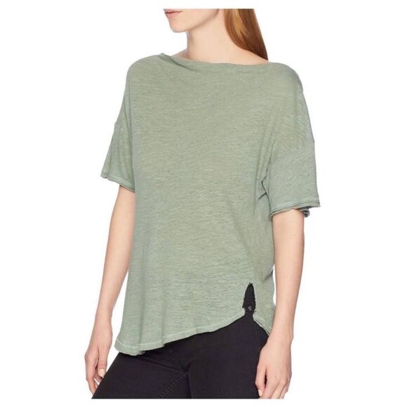 Free People She’s So Cool Linen Raw Hem T Shirt 379 - Picture 1 of 3